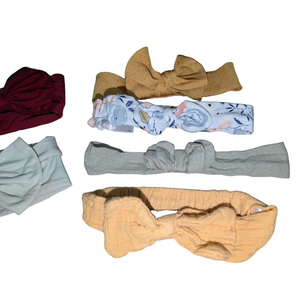 Baby Bow Headband Bundle Nylon Lot Neutral Boho Girl Accessories Soft Stretch - Picture 3 of 5